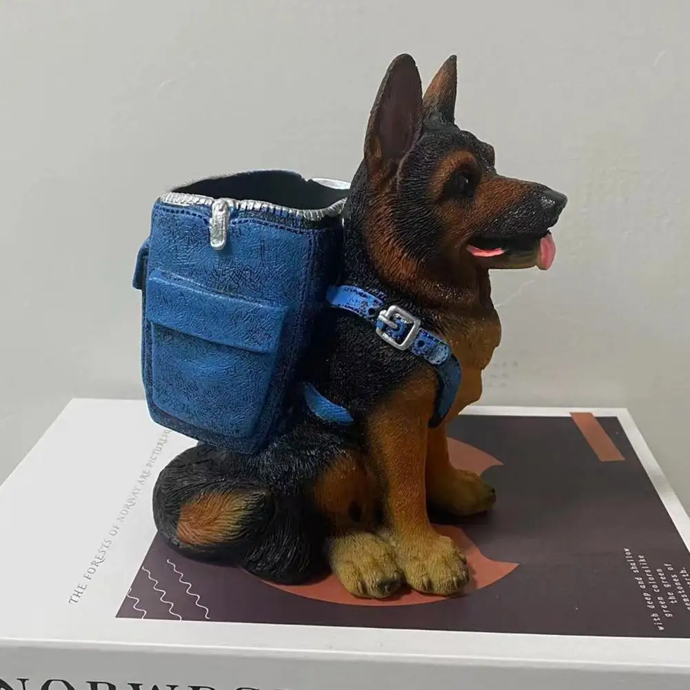 Cute Desk Organizer Hand-painted Pen Storage Shepherd Dog Pen Holder Desk Organizer for Office Decor Pencil Cup for Desktop