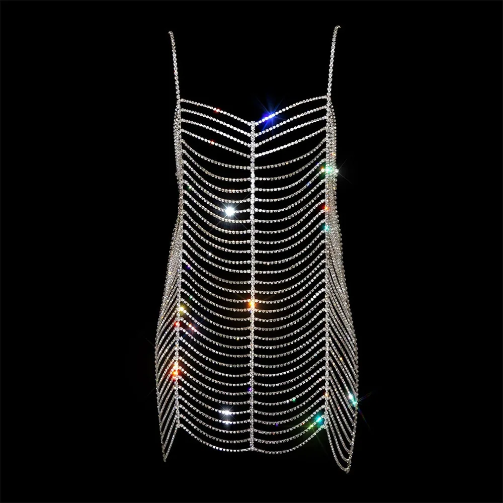 Body Chain Jewelry Luxury Rhinestone Fashion bikini Skirt chain Chest-Wrapped Chain Bra Prom Party Chest Chain Ladies Dinner