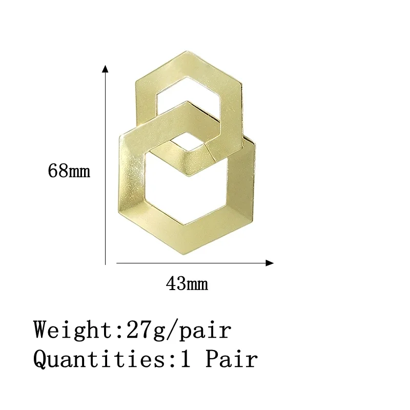 2021 جديد عصري 68 مللي متر 1 زوج جودة عالية سبائك الزنك السداسي استرخى أقراط للفتيات هدايا الحفلات اكسسوارات #6
