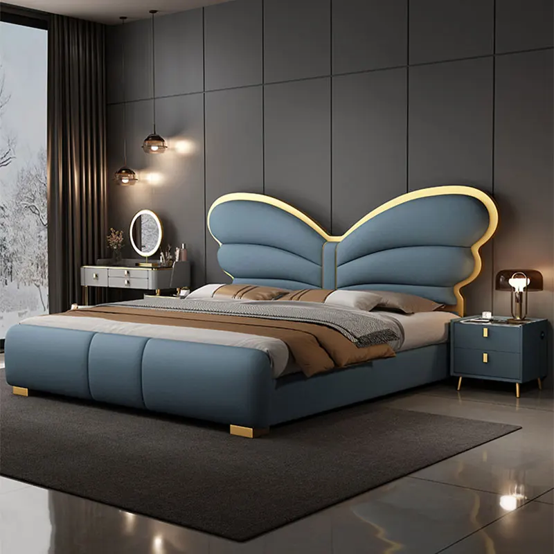 

Queen Frame Double Bed Luxury King Size Nordic Hotel Living Room Double Bed Princess Modern Cama Matrimonial Bedroom Furniture