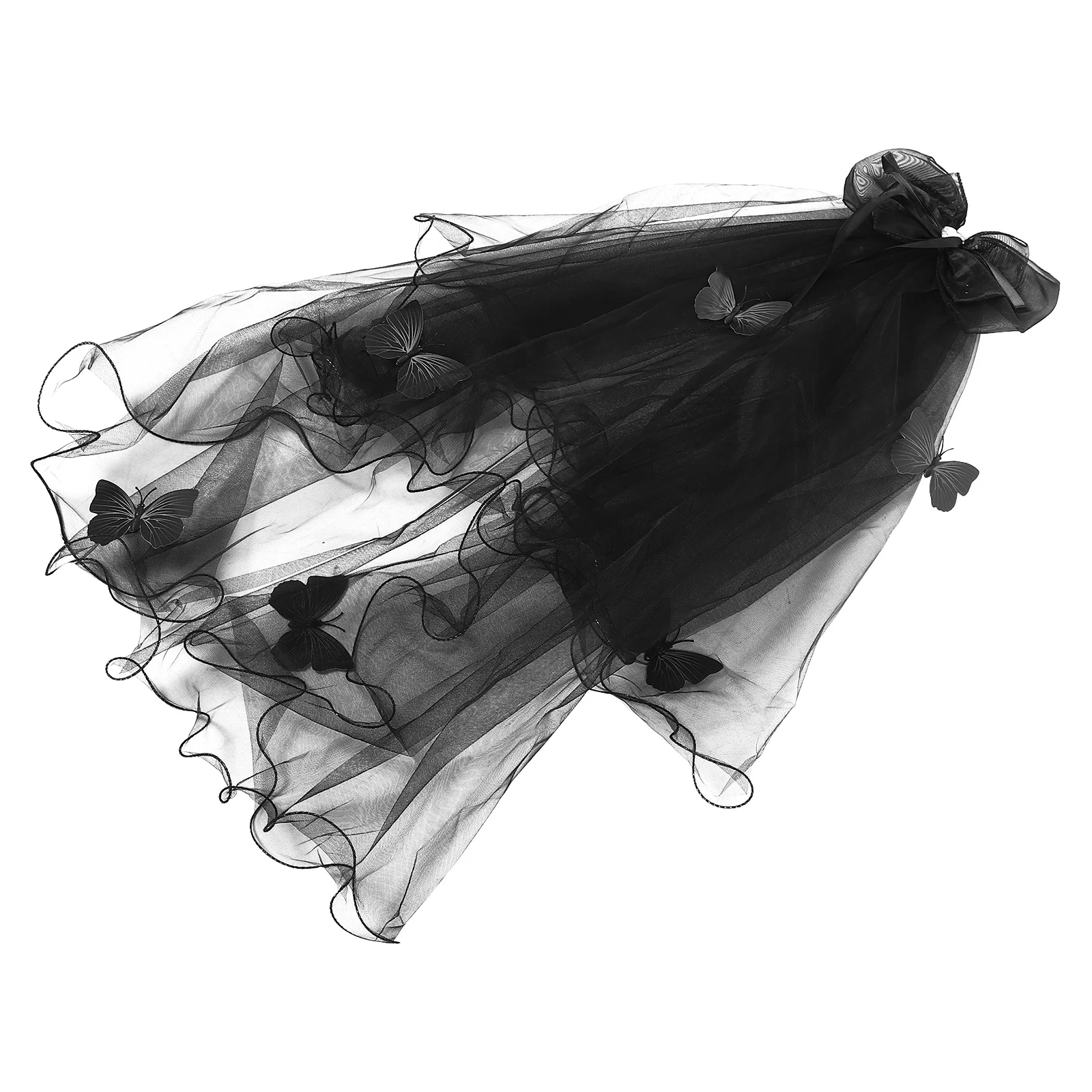 حجاب على شكل فراشة سوداء على الطراز القوطي للهالوين، غطاء رأس للزفاف، شبكي قصير مع مشبك فيونكة لعيد العروس مصاص الدماء الموتى