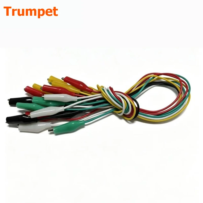 Colorful crocodile clips for testing lines, 50 cm long. 10 double-ended repair wires per bundle.