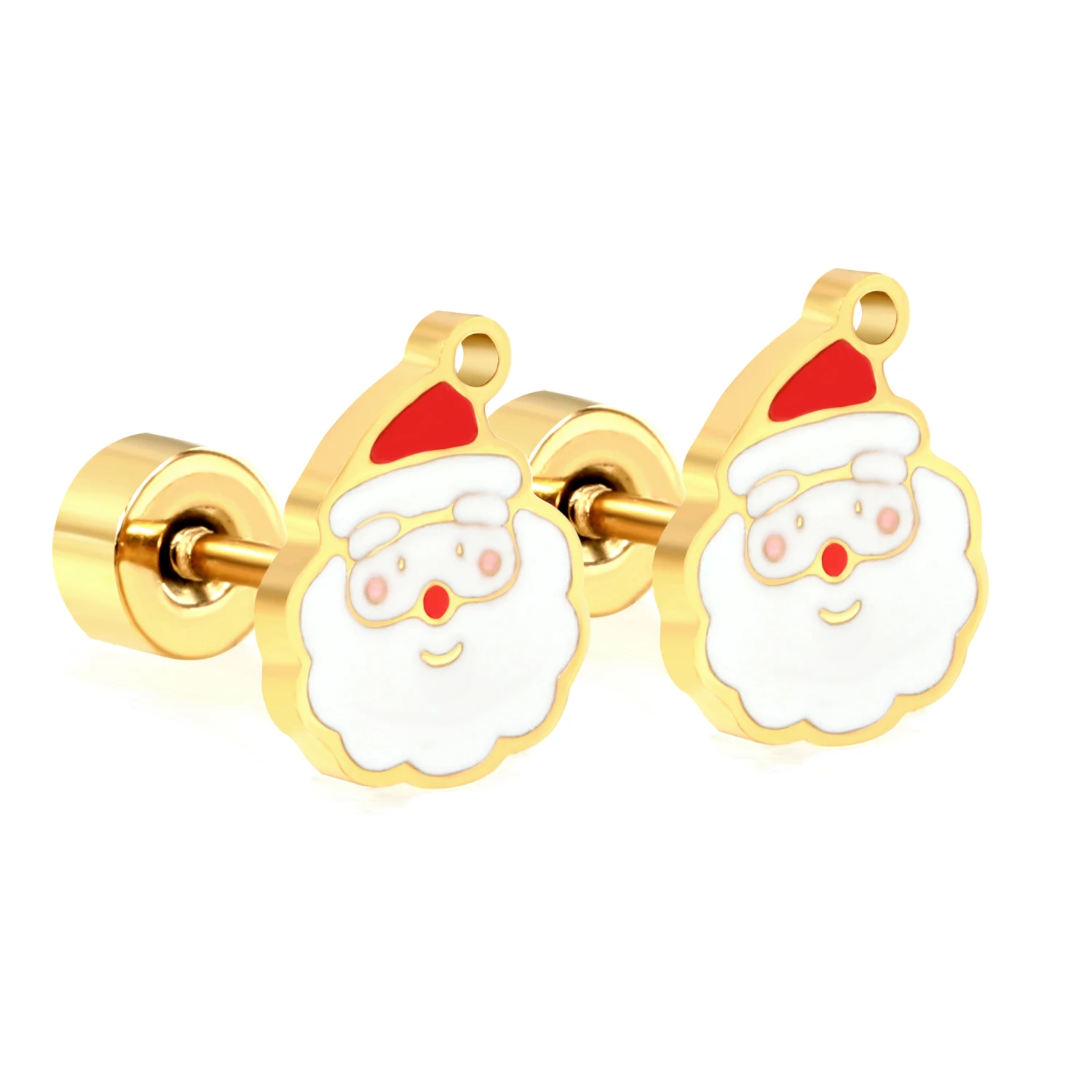 Niedliche Weihnachtsmann-Kreativohrringe, vergoldeter Weihnachtsschmuck aus Edelstahl, Nische und personalisiertes Weihnachtsgeschenk für Mädchen