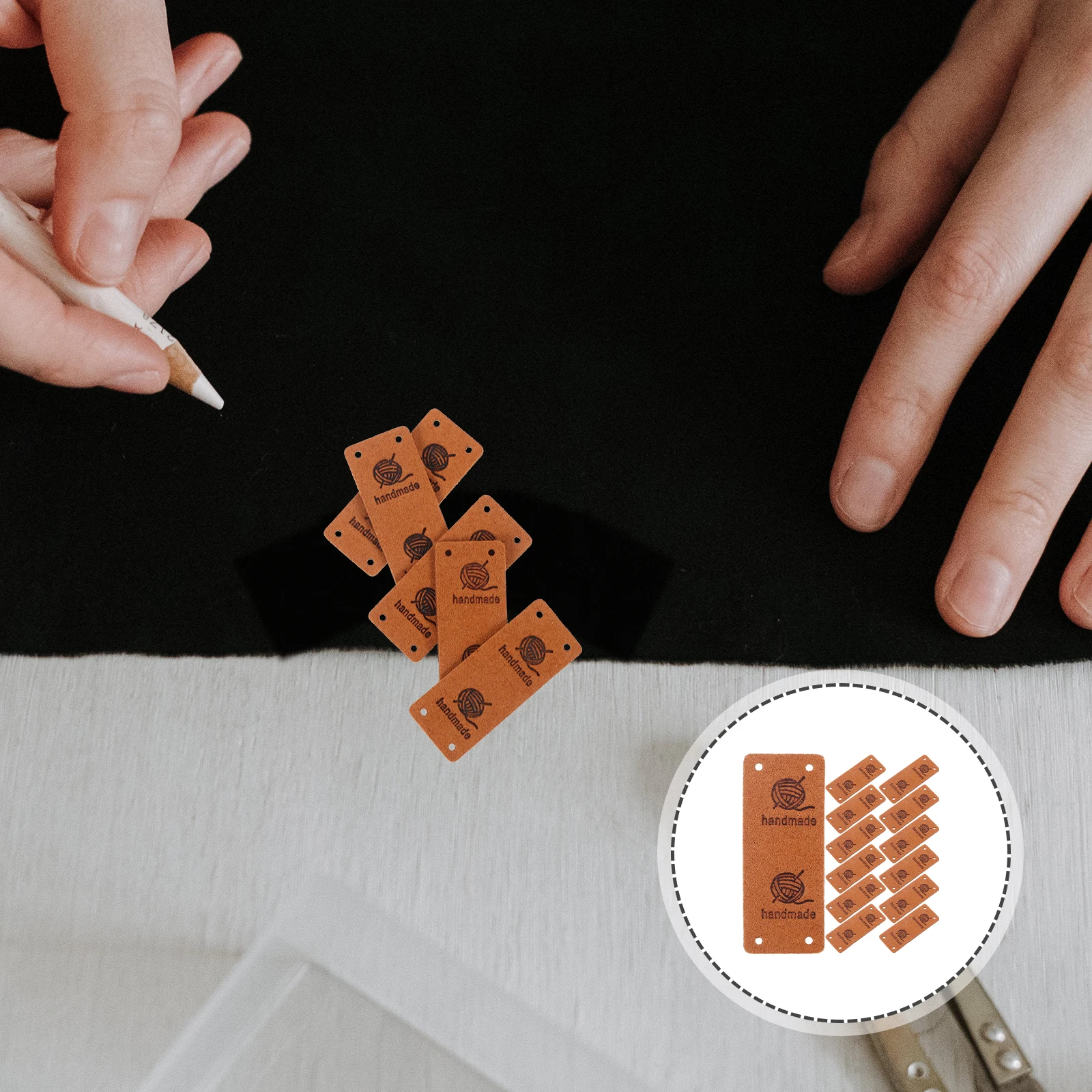 

50pcs Custom Labels for Handmade Items Brown Color Pressed Decorative Tags Sewing Clothing Craft Accessories