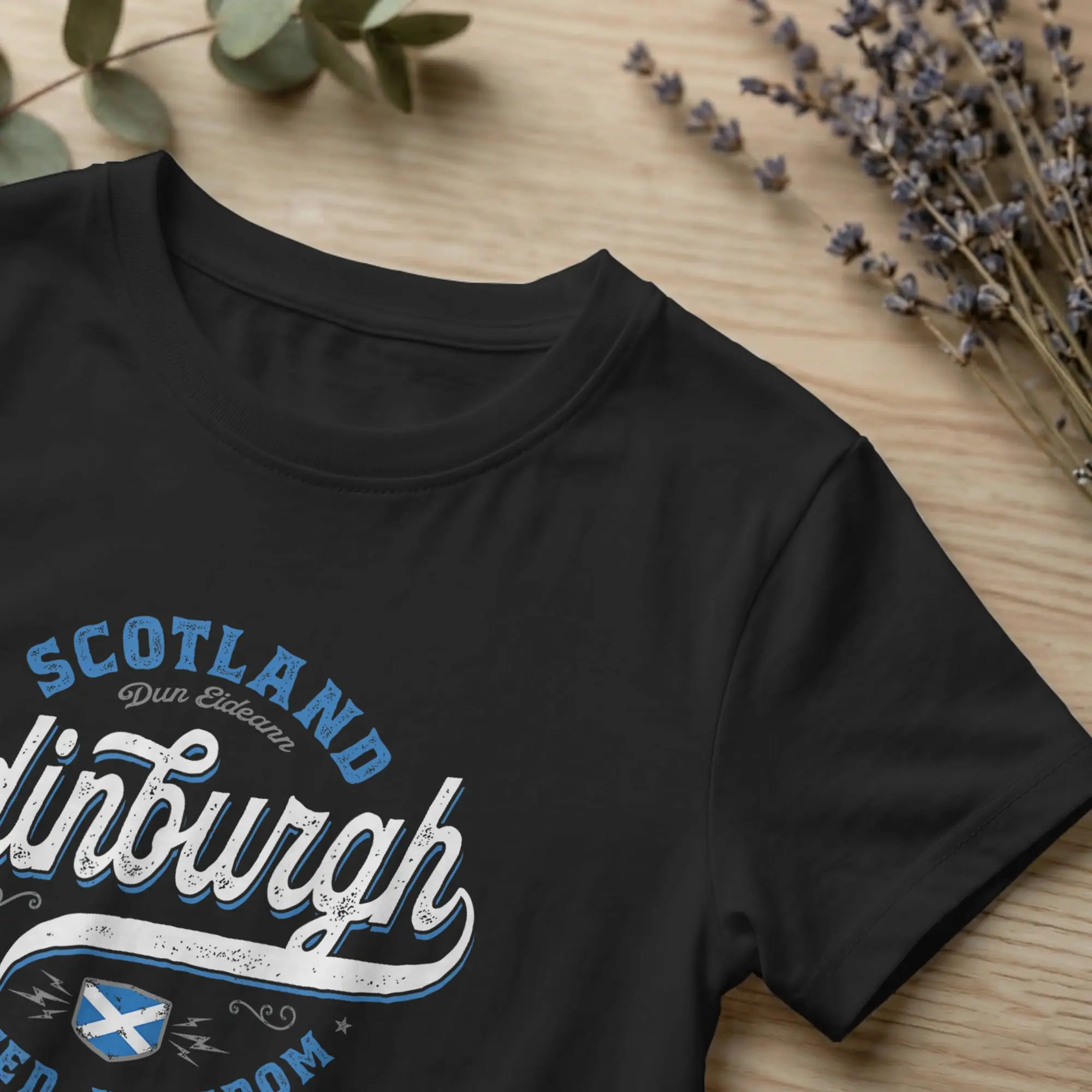 Edinburgh Scotland United Kingdom Men's T Shirts UK Flag Fashion Tees Short Sleeve Round Collar T-Shirt Cotton Graphic Clothes view 3
