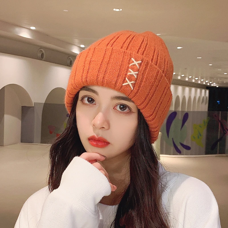 Cute cartoon and funny handmade knitted woolen hat with autumn and winter concave design for photography knitted pullover hat