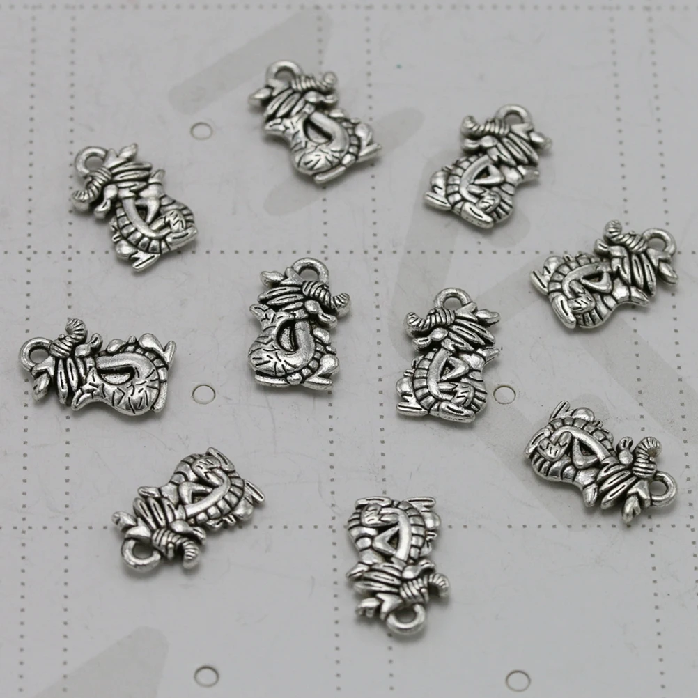 

50Pcs Dragon Alloy Pendants Silver DIY Charm Pendants for Jewelry Making Necklace Bracelet Craft Supplies