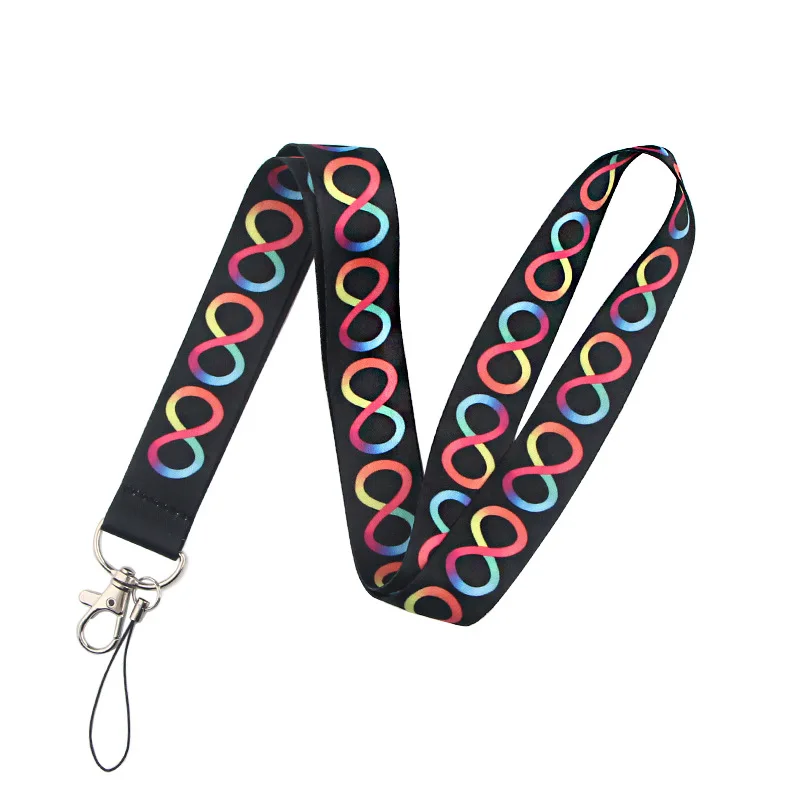 Neurodiversity Neck keychain necklace webbings ribbons  Anime Cartoon Neck Strap Lanyard ID badge holder Keychain Lanyards