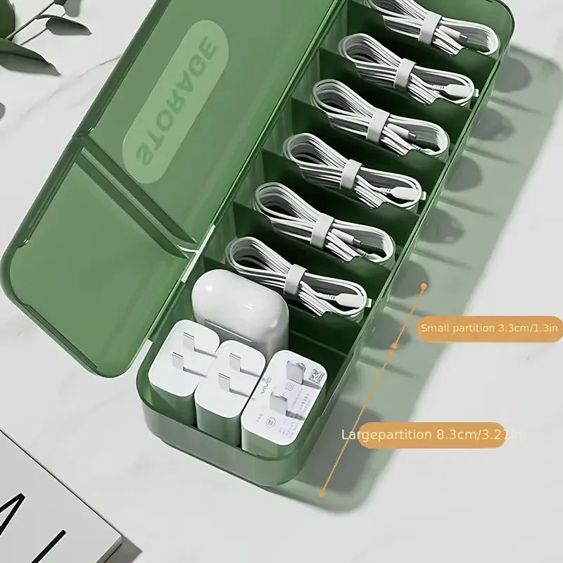 [Popular Choice] Large Capacity Cable Organizer Box - Dust-Proof Desktop Cord Management for Charging Cables & Earphones