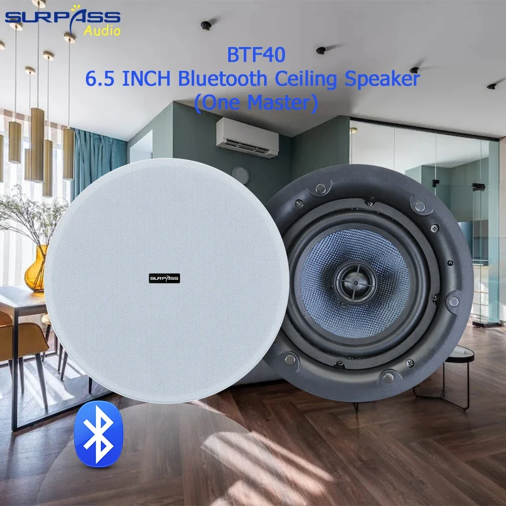 Altoparlanti da incasso Bluetooth da 6,5 pollici 40W Materiali ABS Altoparlante da soffitto coassiale senza telaio Amplificatore di classe D