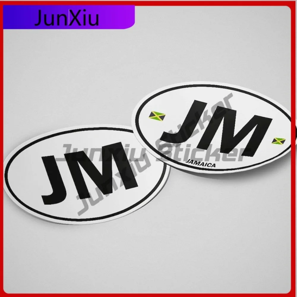 

Jamaica Flag Sticker Oval-shaped White and Black Country Funny Car Bumpers Air Conditioners Scratch Proof Scratch Resistant