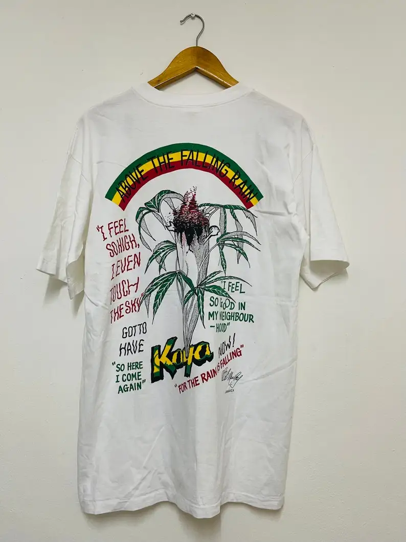 Vintage 90s Bob Marley “Above The Falling Rain Reggae Music T-Shirt  Rock tee  Music  Streetwear  White  L