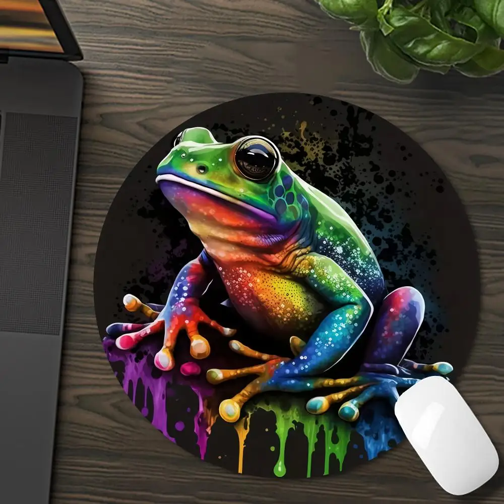 

Frog Mouse Pad round mouse pad Non-slip rubber sole waterproof design Office games universal computer desk RUG