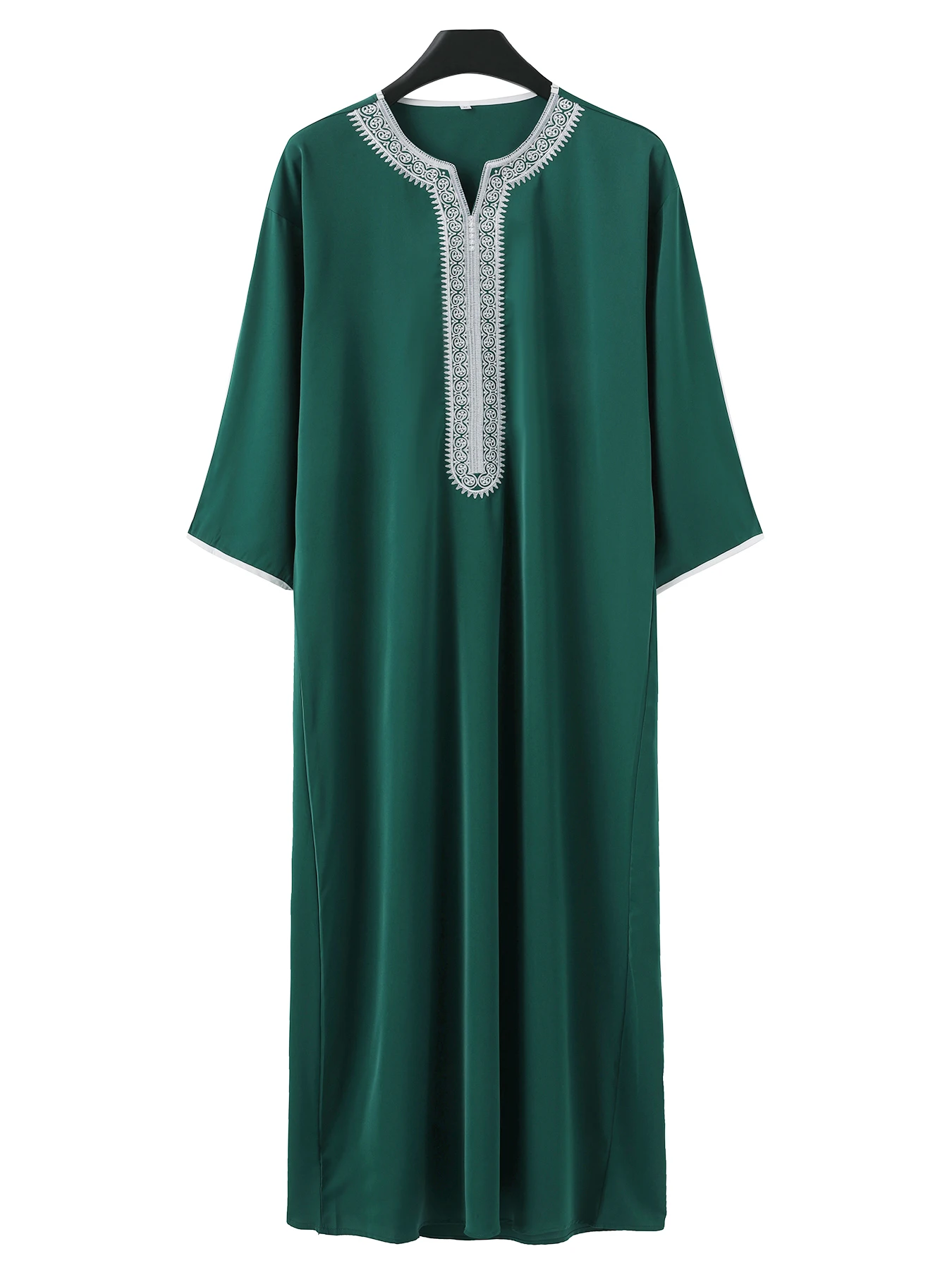 2025 Kaftan Muslim Men'sThobe Embroidered Loose Casual Robe Islamic Abaya for Men Moroccan Arabic Gown Prayer Clothes Dress