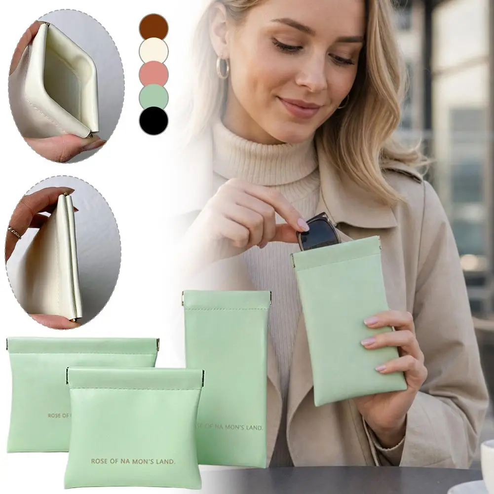 Bullet Storage Bag with Automatic Closure PU Travel Key Small Bags Wired Headphone Storage Bag Mini Portable Lipstick Makeup Bag
