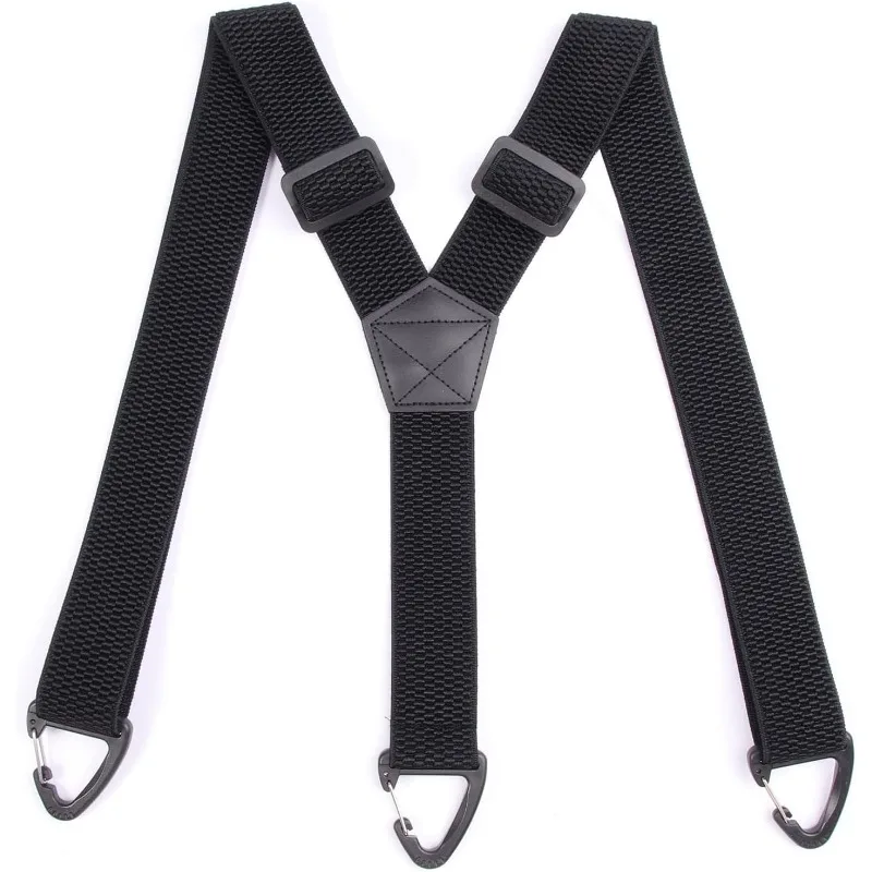 Bretelle Elastiche Regolabili per Pantaloni - Bretelle da Lavoro Resistenti Nere per Uomo, Larghezza 3,8 cm, Modello a Y con Chiusure in Plastica