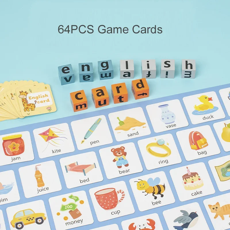 Montessori feitiço de madeira palavra brinquedo carta desafio cognitivo memória inglês palavra jogo aprendizagem precoce brinquedo educativo para crianças