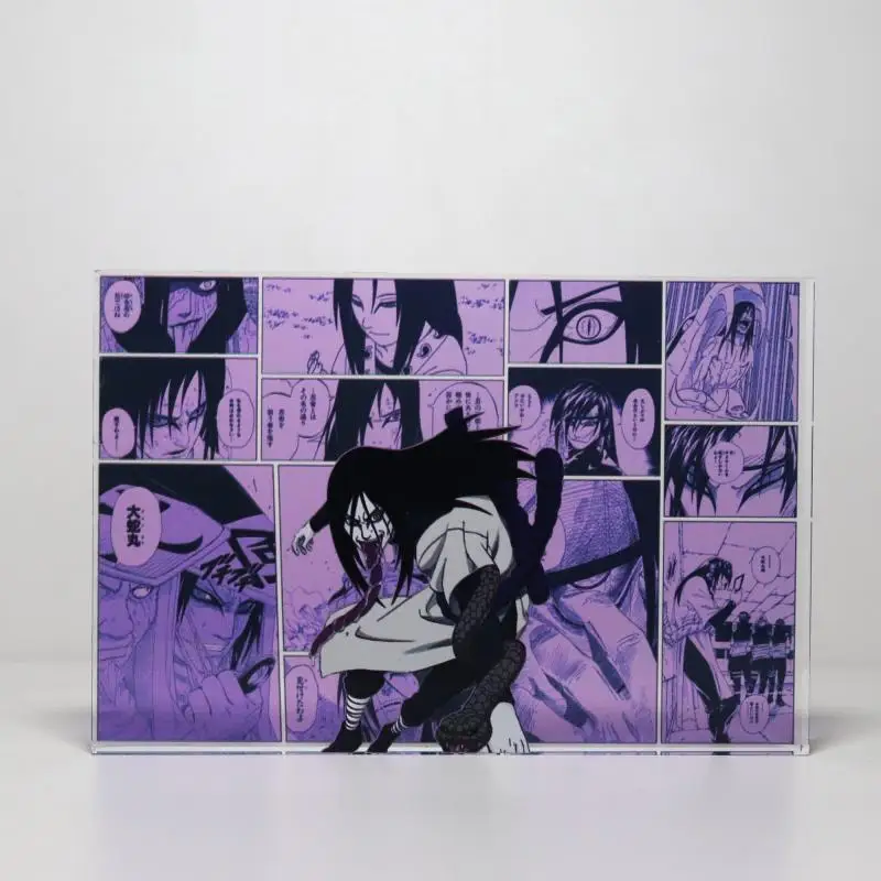 Naruto Sasuke Uchiha Itachi Pain Anime Characters Acrylic Brick Rare Game Collection Flash Card Cartoon Toys Christmas Gift