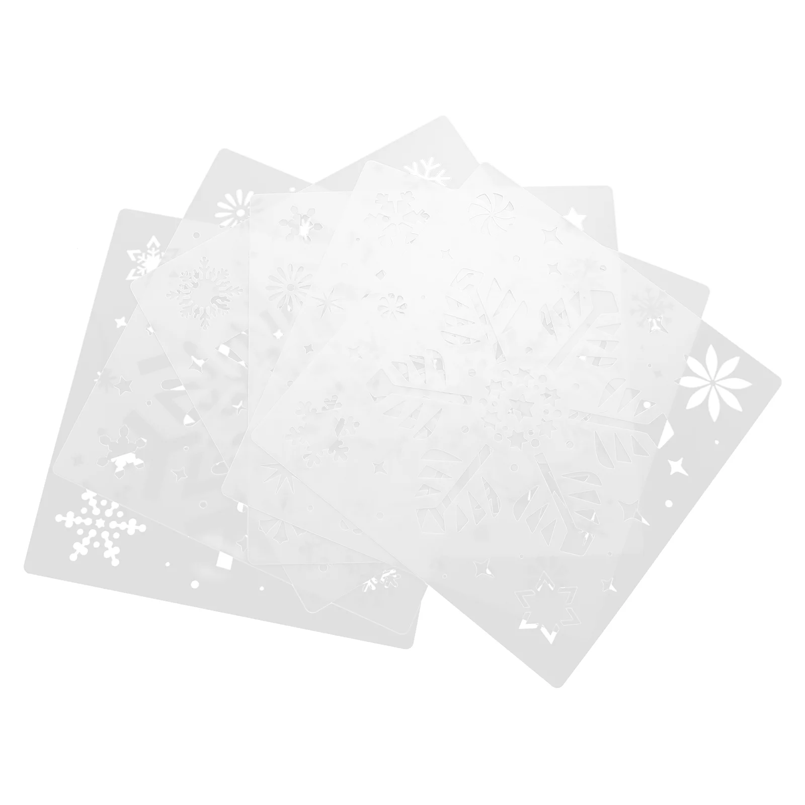 6 Pcs Painting Template Coloring Stencils Snowflake Templates Christmas School Project Hollow Reusable Pp DIY Pigment