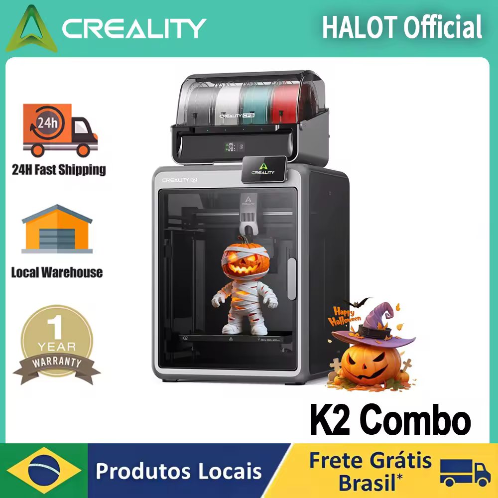 Creality k2 combo impressora 3d com 260*260*260mm tamanho de impressão até 600 mm/s impressão de alta velocidade ai câmera foc servostepper motores