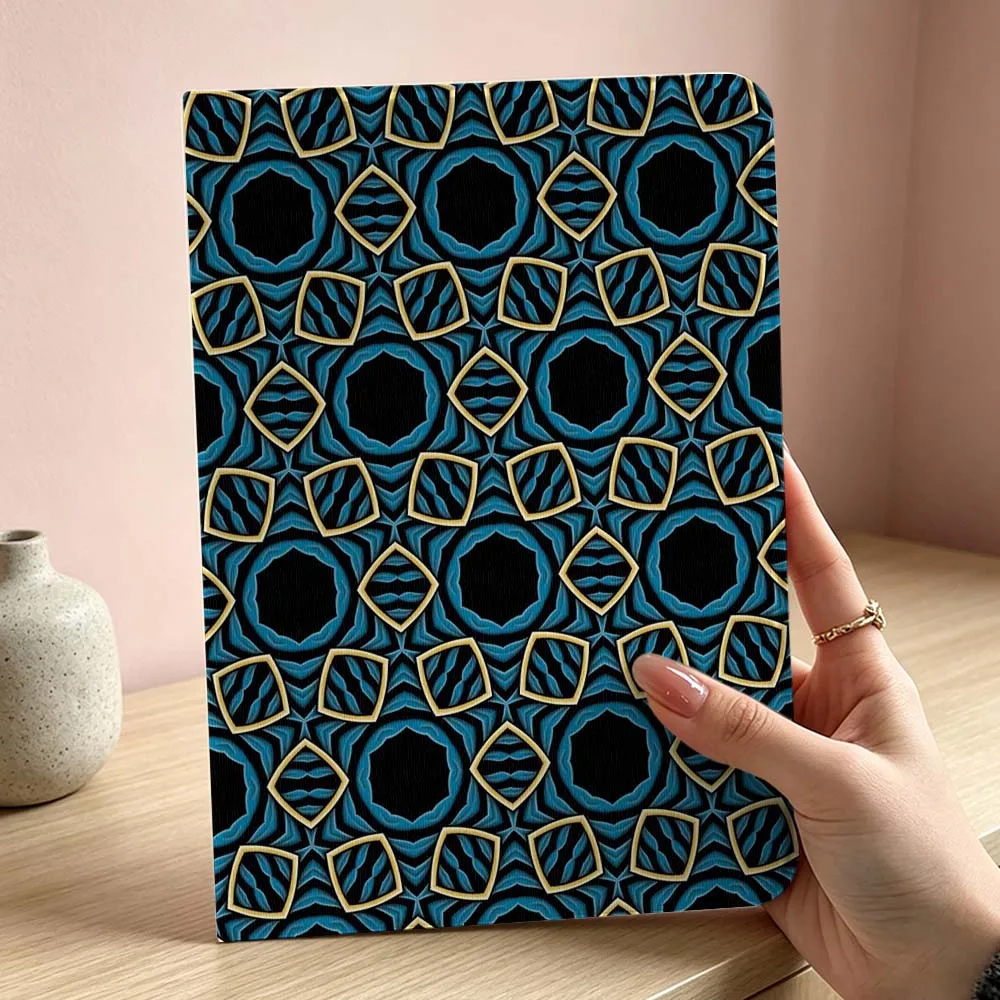 Geometric Pattern Blue For iPad Pro Air mini 7 6 5 4 3 2 1 9gen M5 M4 11th 10th A17 Pro A16 Inch Tablet Case Soft