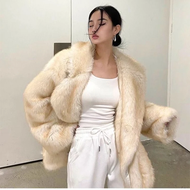 New Autumn and Winter Thickened Imitation Fuax Fur Coat Integrated Medium to Long Fur Jacket Friendly Fur Jacket for Women