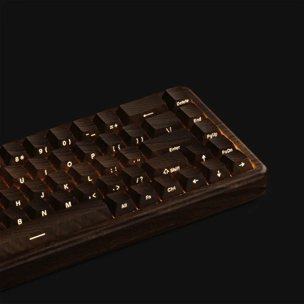 Keycap for Wooting 60/64/84/98/108 Mechanical Keyboard Walnut Side Carved Light Cherry PBT 126 Keys