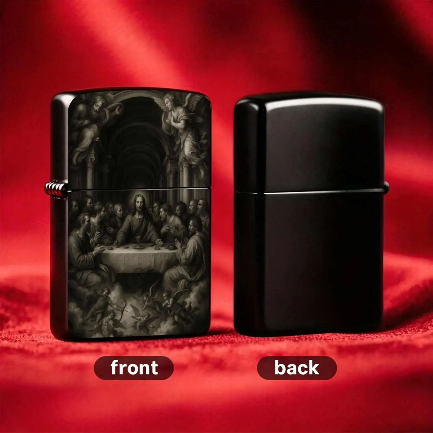 Flip-top Pocket Windproof  Lighter with Classic The Last Supper Pattern, Retro Religious Art Themed Collectible Portable, Practical and Artistic, Ideal for Daily Use and Gift-giving Humorous and Fun Lighter