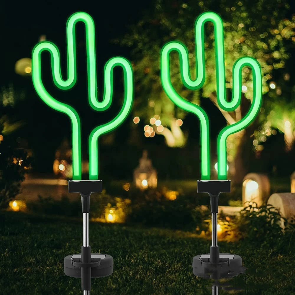 Neon Flamingo Pineapple Solar Garden Stake Lights Outdoor Pathway Light for Lawn Patio Yard Walkway Neon Pink Lighting Decor