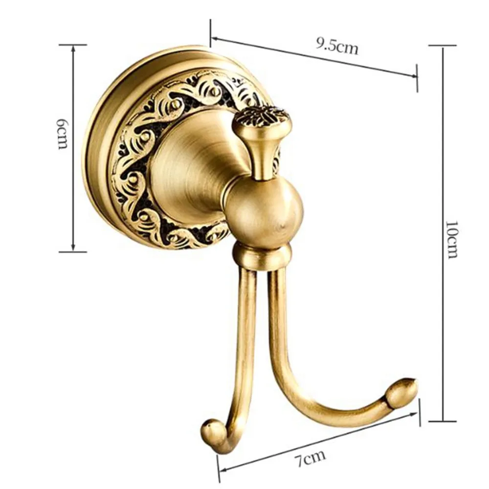 

TFORU-2PC Brass Towel Hook, Vintage Wall Mounted Robe Holder, Bathroom Coat Hanger, Decorative Hardware For Kitchen Entryway