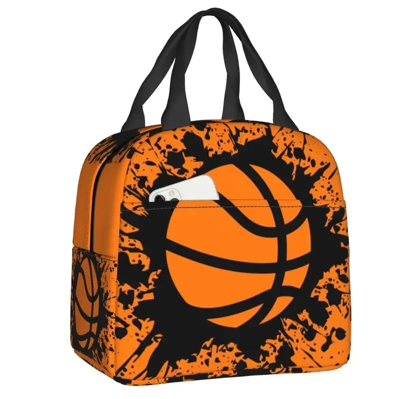 

Basketball Splat Lunch Bag Women Portable Cooler Thermal Insulated Lunch Box for Work School Travel Storage Food Bento Box