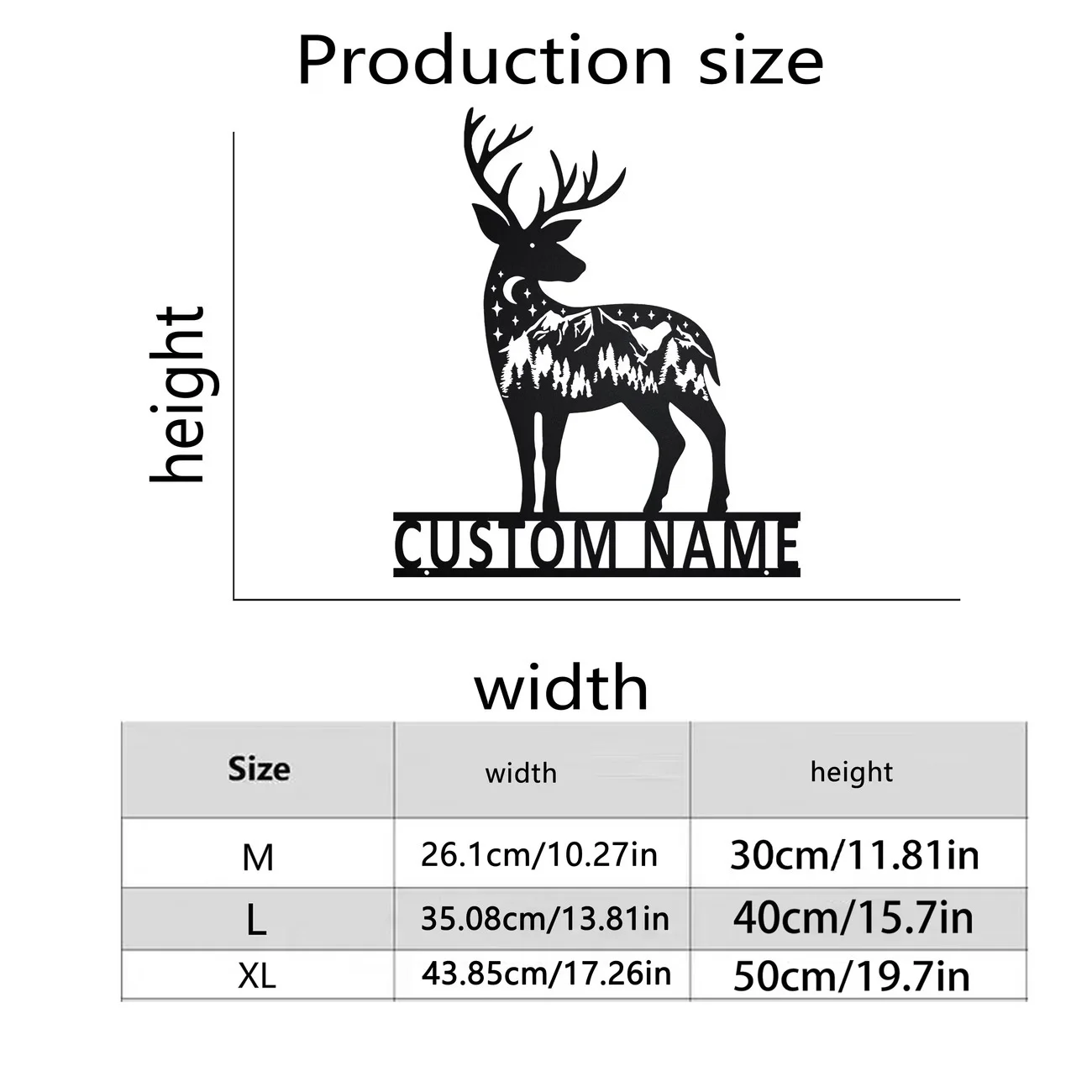 Custom Metal Sign, Personalized Silhouette Wall Art, Deer Theme Surname Metal Decor, for Doorway, Outdoor Garden, Home, Kitchen