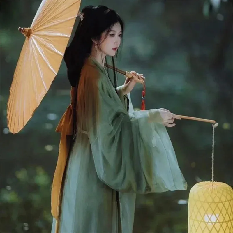 2025 tamanho grande hanfu vestido feminino chinês tradicional cosplay traje verão vestido verde antigo hanfu 2 pçs conjuntos plus size 3xl