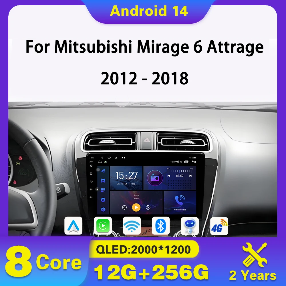

Android 14 Car Radio For Mitsubishi Mirage 6 Attrage 2012 - 2018 Auto Radio Stereo Head Multimedia Player Navigation Carplay DVD