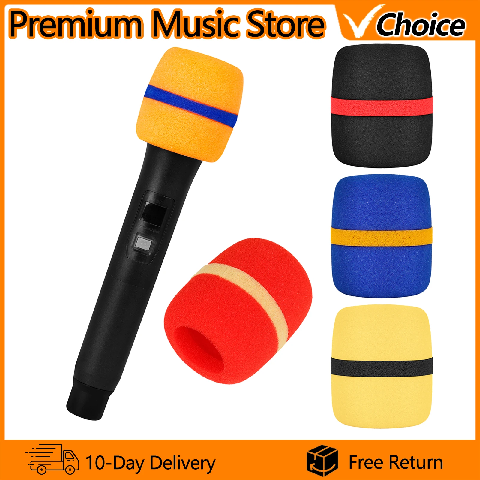 5 Pcs Microphone Foam Cover Set Colorful High Density Anti-Pop Sponge Windscreen for Handheld Mic, Reduce Plosives & Wind Noise