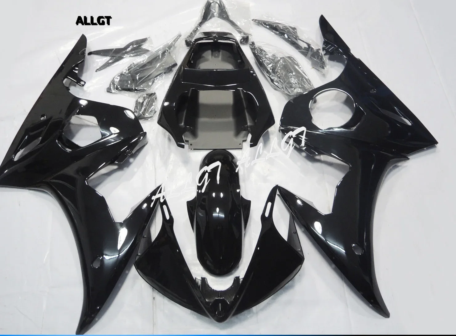 Motorcycle ABS Molded Glossy Black Fairing kit Bodywork for YAMAHA YZF R6 2003 - 2004