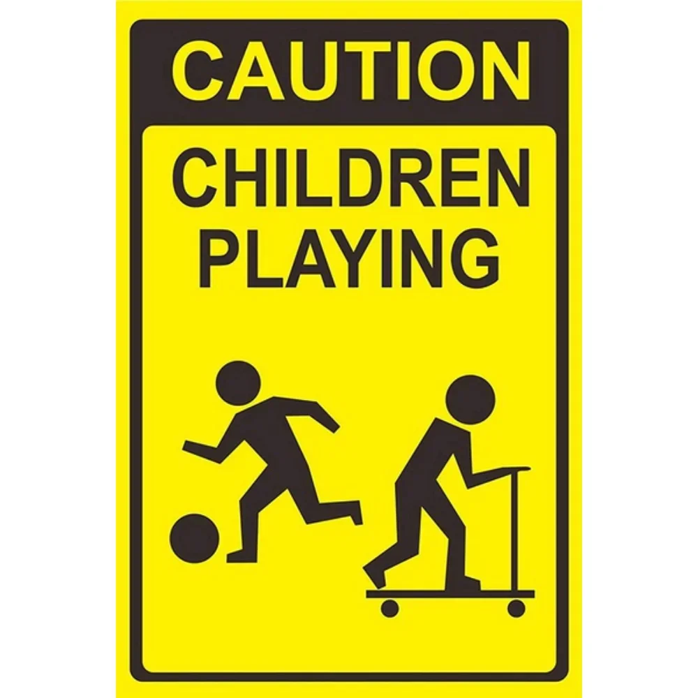 Safety Signs Caution Children Playing Tin Sign Art Wall Decoration,vintage Aluminum Retro Metal Sign Art Tin Sign Decor