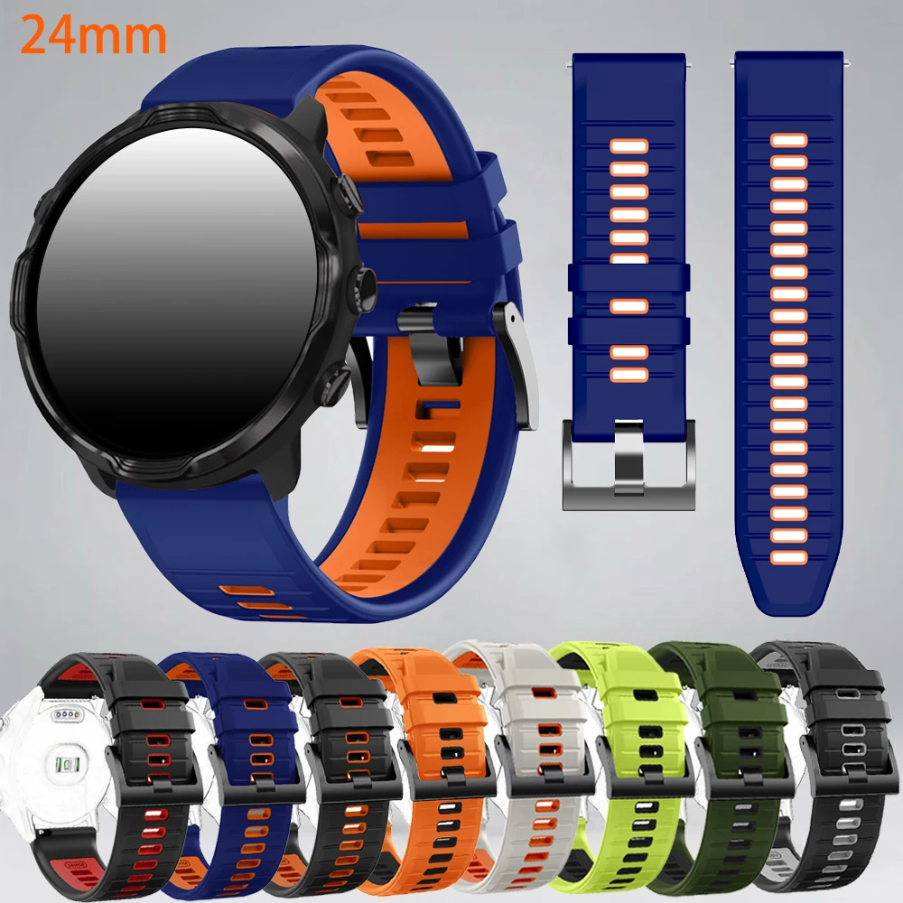 24 mm Silikon-Uhrenarmband für Suunto 9 Baro 7 D5 Spartan Sport Wrist HR Smart Watch Band, atmungsaktives Armband, Armband