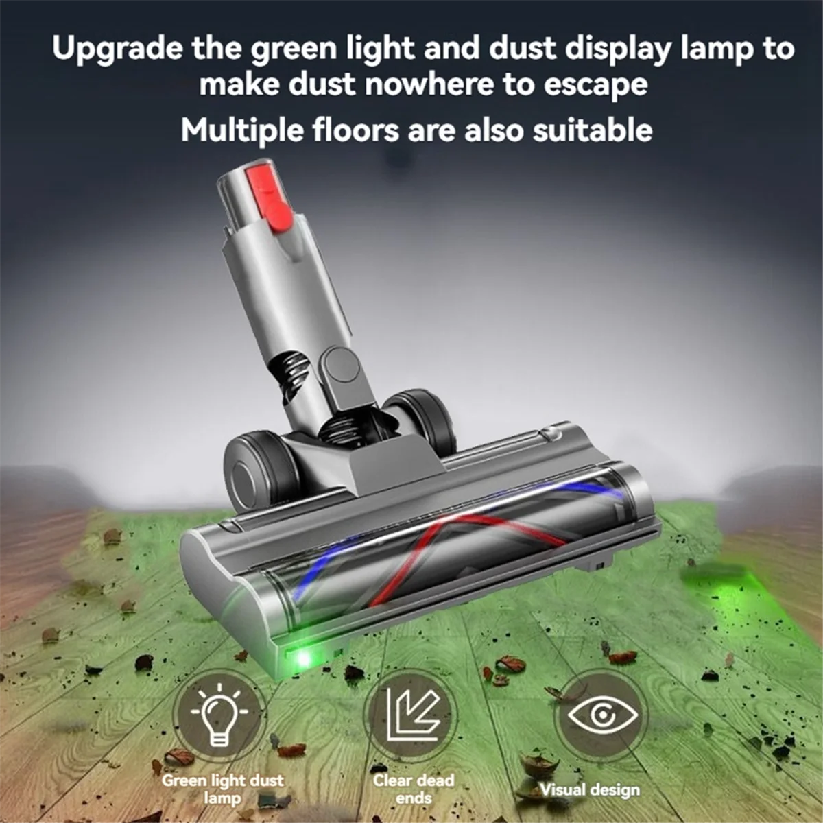 Direct Drive Brush Head for Dyson V10 Slim V12 Slim Vacuum Attachment with LED Dust Detection for Carpet Floor Clean