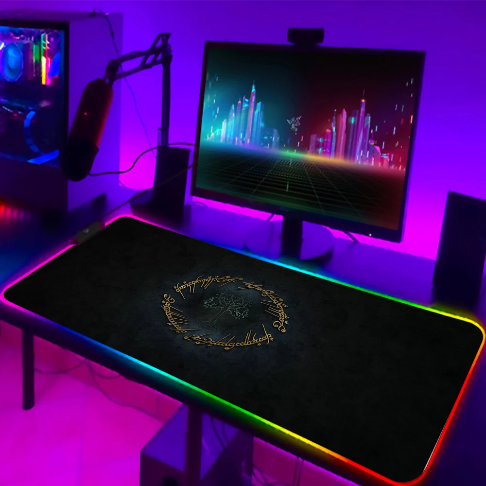 RGB Mouse Gamer Large LED  PC Keyboard Pad for Computer Laptop Pad Black Rubber Mouse Mat PadLotrs Movie Rings Mousepad