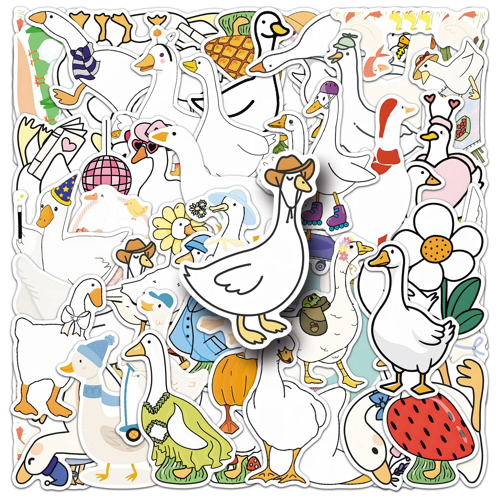 

10/50PCS White Goose Doodle Personalized Cartoon Cute Animal Creative Decorative Water Cup Mobile Waterproof Sticker Kids Toy