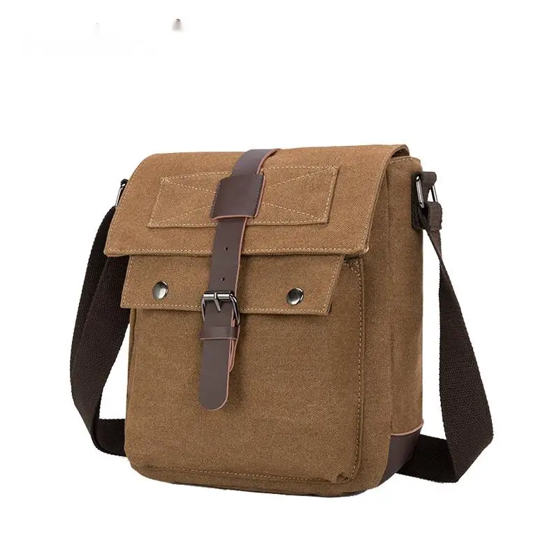 New Fashionable Canvas Shoulder Crossbody Side Bag Wear-resistant Canvas Vintage Bag Commuting Large Capacity Diagonal Cross Bag
