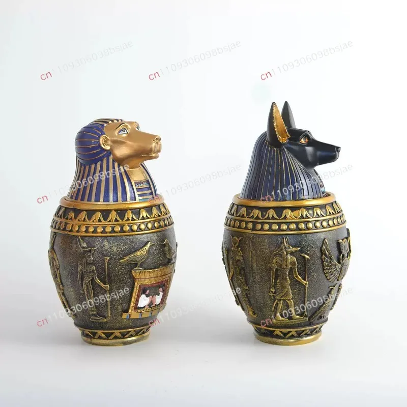 Merchandise Canopic Jar Anubis Ornament Cat Pet Ornament Storage Jar Escape Room Model