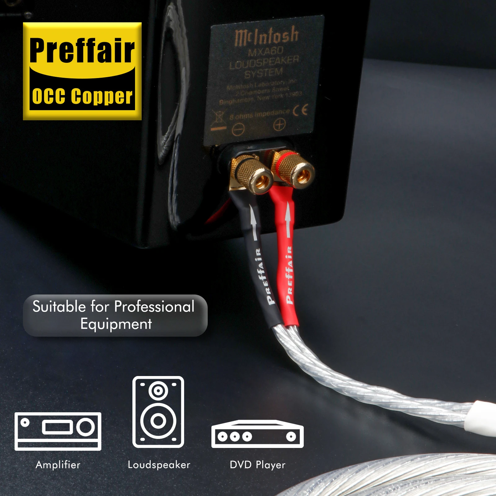 

Preffair Pair 6N OCC Silver-plated Speaker Cable Gold plated Banana Y Plugs Cable for Speaker Amplifier home hi-fi system