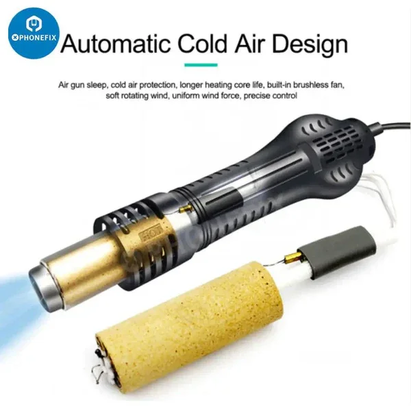 QUICK 2008D+ Heat Gun Hot Air Soldering Station with ESD Digital Display for Phone SMD BGA PCB Desoldering Repair Platform Tool