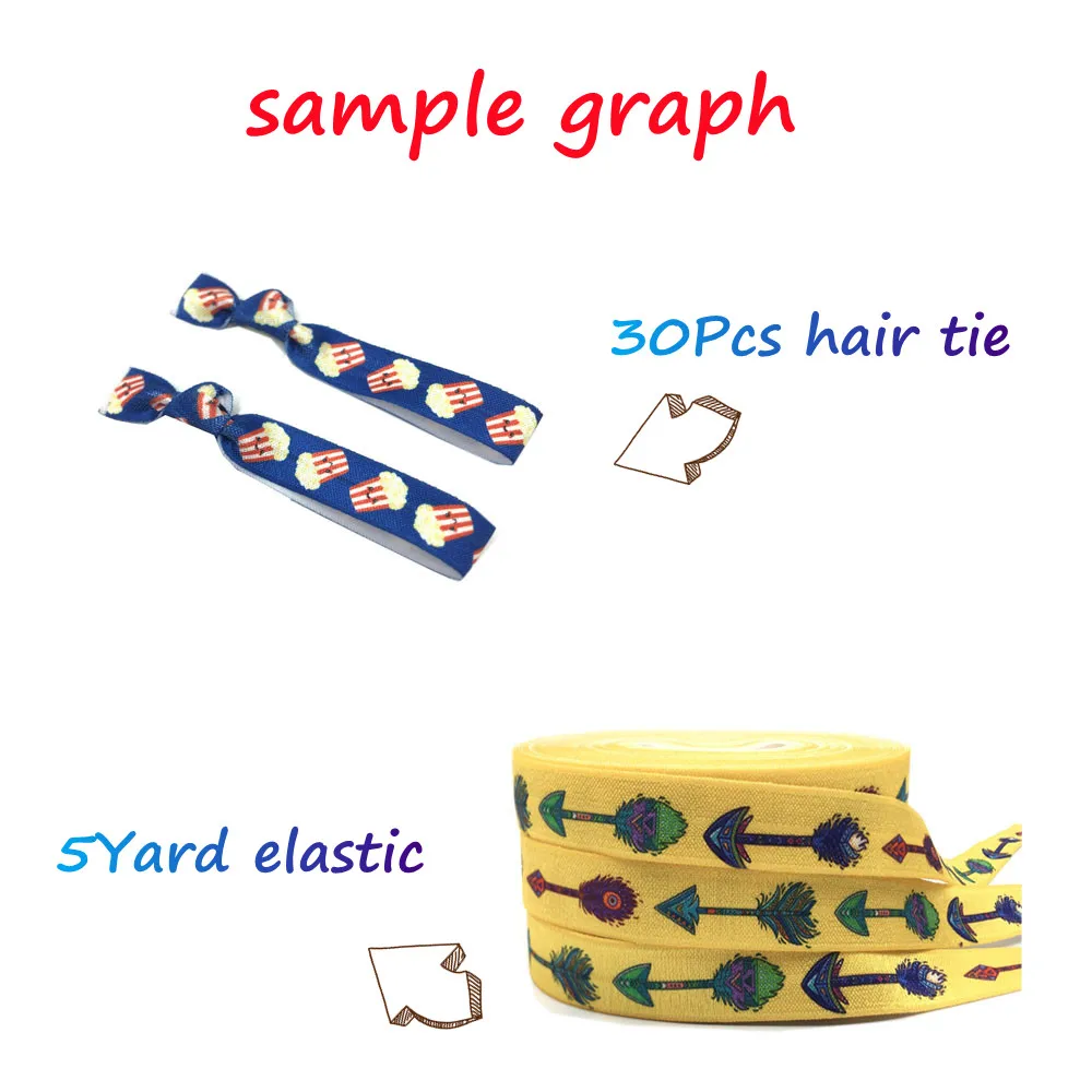 5Yard Shell Anchor Mermaid Polka Dot Leopard Print Fold Over Elastic Band DIY Headbands Strap Sewing Accessories