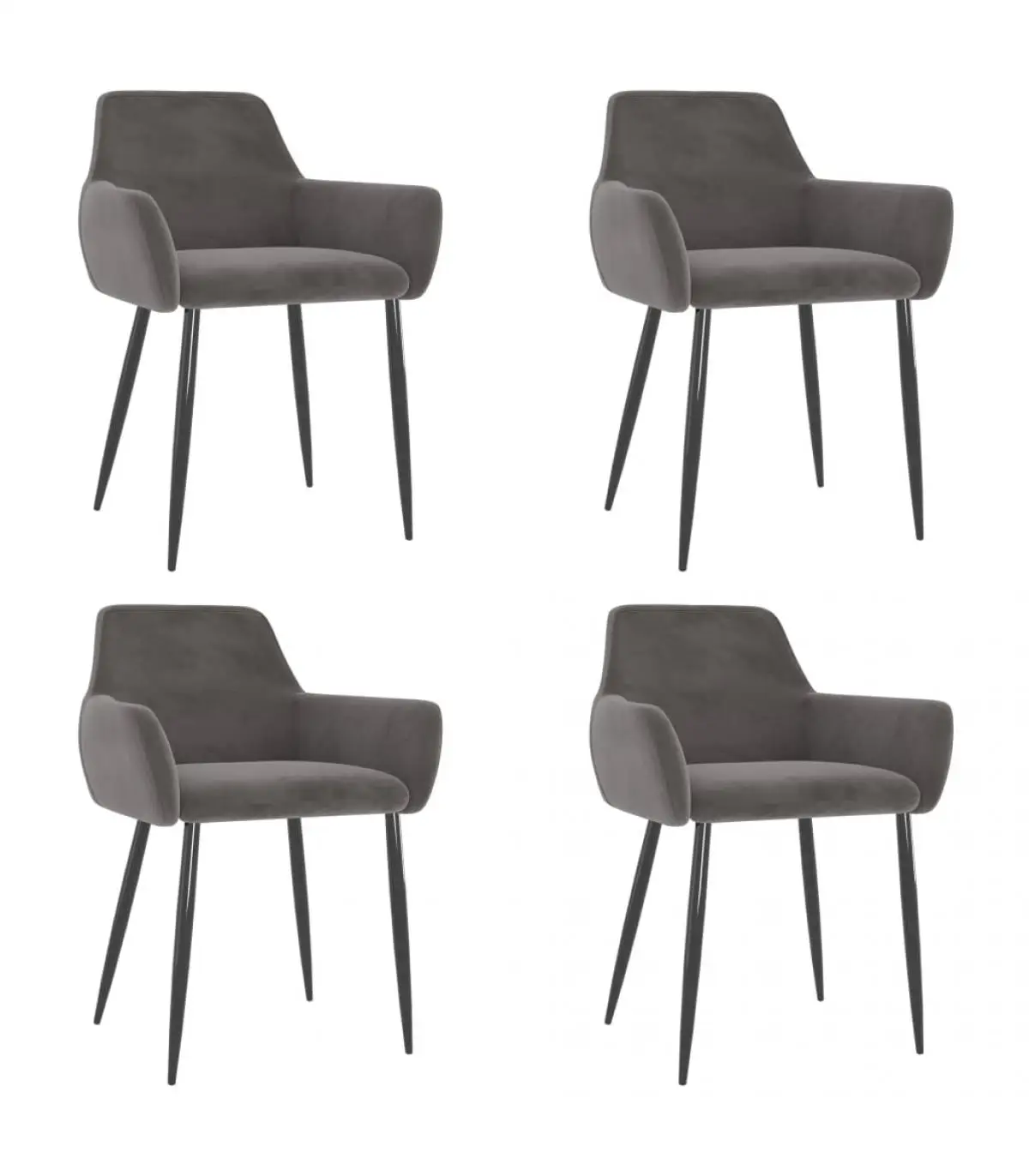 Dining chairs dining chairs 4 units dark gray velvet