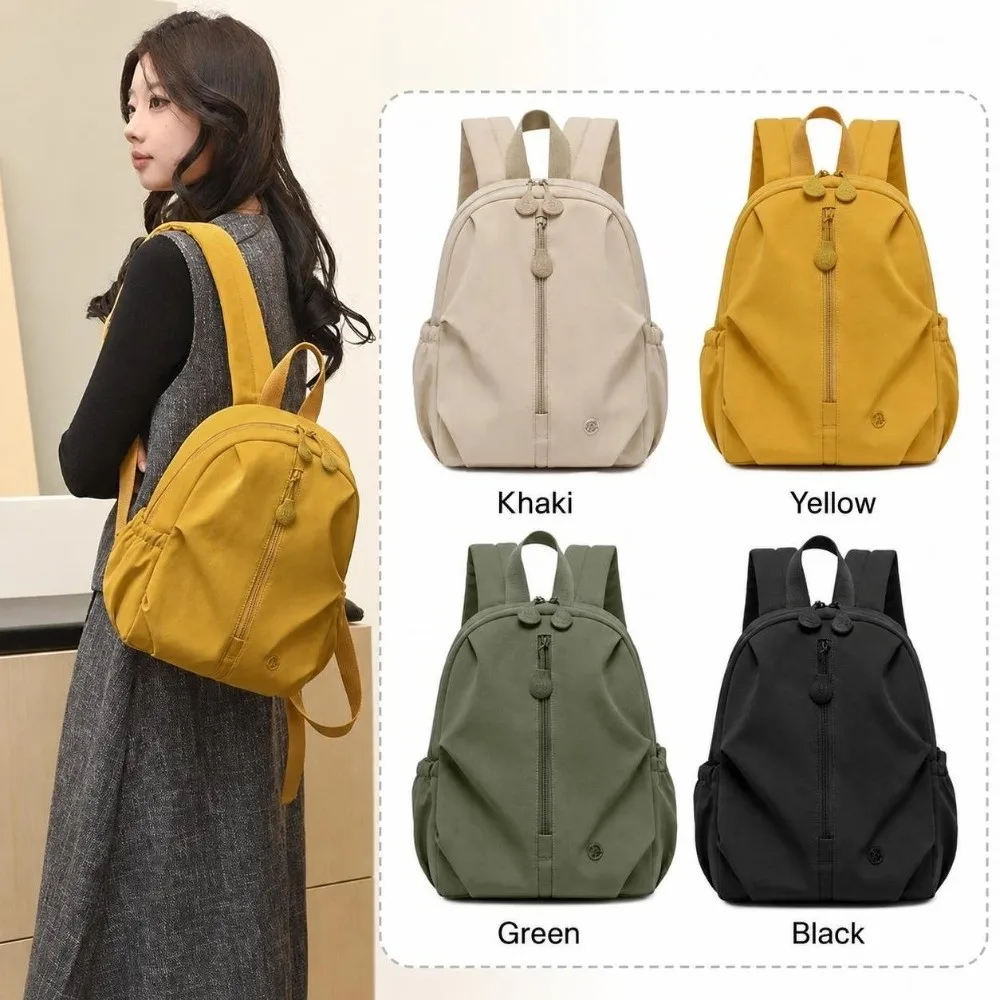 Trendy Large Capacity Women's Backpack Nylon Solid Color Travel Backpack Multi-compartment Lightweight Casual Backpack