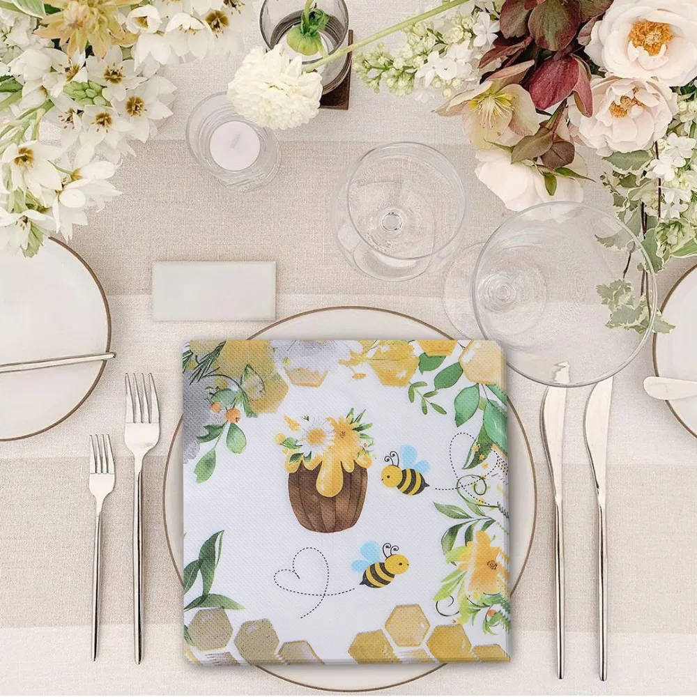 Fresh Butterfly Napkins Paper Pastoral Style Bee Napkins Sweet Wedding Party Table Mouth Cloth Cafe Dining Table Tray Tissues