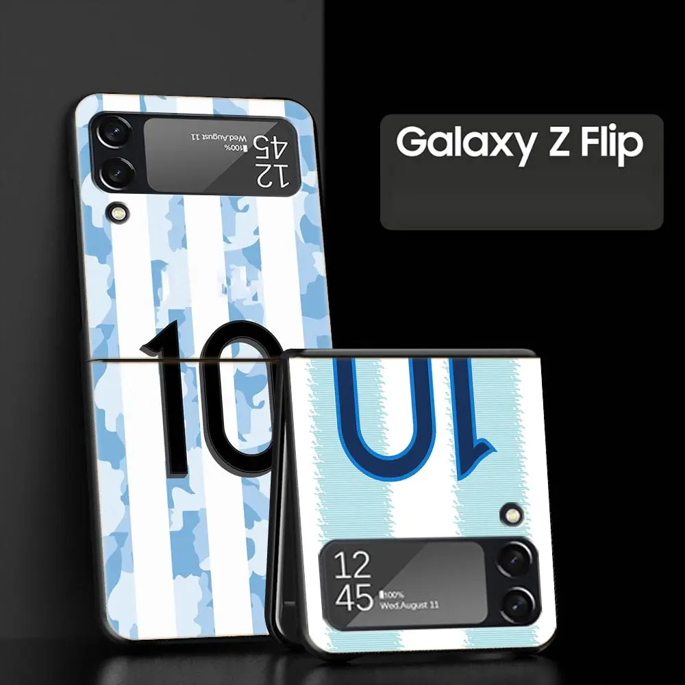 Z Flip 4 Phone Case for Samsung Galaxy Z Flip 3 5G ZFlip3 Flip3 zflip Flip4 Black Hard Cover FootBall Number 7 10 Soccer Shell image 2